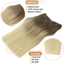 Doores Human Hair Extensions Clip in Ombre Ash Brown to Platinum Blonde 120g 7pcs 22 Inch Clip in Hair Extensions Straight Natural Hair Extensions Clip in Real Extensions DOORES Store