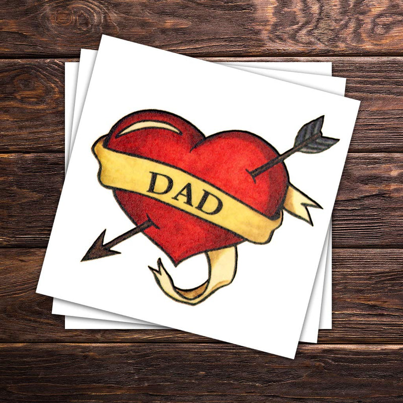 Dad Heart Temporary Tattoos (3-Pack) | Skin Safe | MADE IN THE USA| Removable Fashiontats