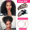 16 Inch Kinky Curly Headband Wig Human Hair for Black Women 150% Density Brazilian Virgin Human Hair Half Wig With Headband Attached Heaband Wig Curly Brazilian Virgin Non Lace Front Wig Mengkai Hair mengkai Store