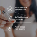 Biodegradable Dental Floss with a Refillable Glass Holder | Naturally Waxed with Candelilla Wax | 100% Compostable | 33yds/30m Natural Silk Spool | Eco-Friendly Zero Waste Oral Care | Mint Flavored TreeBird Eco Dental