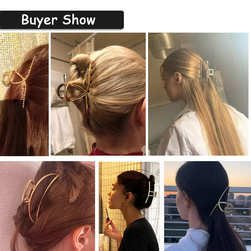 4.7 Inch Large Gold Metal Hair Clips,5PCS Big Hair Claw Clips Strong Jaw Clip Non-Slip Hair Barrettes Clamp for Thick Hair Cute Hair Accessories,Half Bun Hair Clip for Women Girls YUESUO