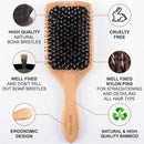 Boar Bristle Hair Brush Men Detangling Hair Brushes for Women Mens Paddle Brush Bamboo Wooden Bore Natural Hairbrush for Shine Soft Fine Hair Reduce Frizz Dry Improve Hair Texture Sonvera