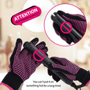 Teenitor 2 Pcs Heat Resistant Gloves with Silicone Bumps, (New Upgraded ) Professional Heat Proof Glove Mitts for Hair Styling Curling Iron Wand Flat Iron Hot-Air Brushes, Universal Fit Size Teenitor