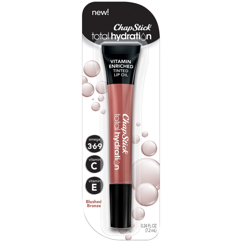 ChapStick Total Hydration Vitamin Enriched Tinted Lip Oil (Blushed Bronze, 1 Tube), Vitamin C, Vitamin E, Contains Omega 3 6 9, 0.24 Ounce ChapStick