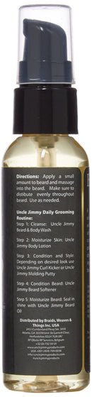 Uncle Jimmy Beard Oil, Restores Moisture, Softens and Reduces Beard Itch for Facial Hair of All Lengths, Made with Black Seed Oil & Honey 2oz (T108) Uncle Jimmy