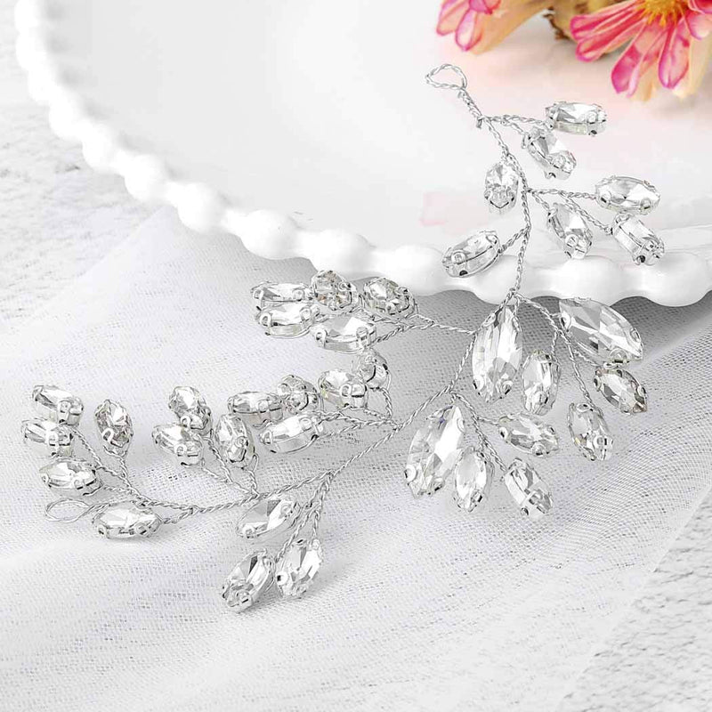 Yean Wedding Hair Vine Rhinestone Bridal Hair Piece Fashion Hair Accessories for Women and Girls(5.9in/15cm) (Silver) Yean