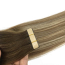 GOO GOO 16 Inch Tape in Hair Extensions Balayage Walnut Brown to Ash Brown and Bleach Blonde Hair Extensions Human Hair 20pcs 50g Tape in Hair Extensions Human Hair for Women GOO GOO