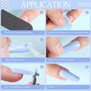 Ejiubas 500Pcs Long Press on Nails - Glossy Coffin Stick Glue on Nails Acrylic Press ons False Nails Set for Women Ballerina Fake Nail Tips Art Salon Kit with Nail Glue Nail File Ejiubas