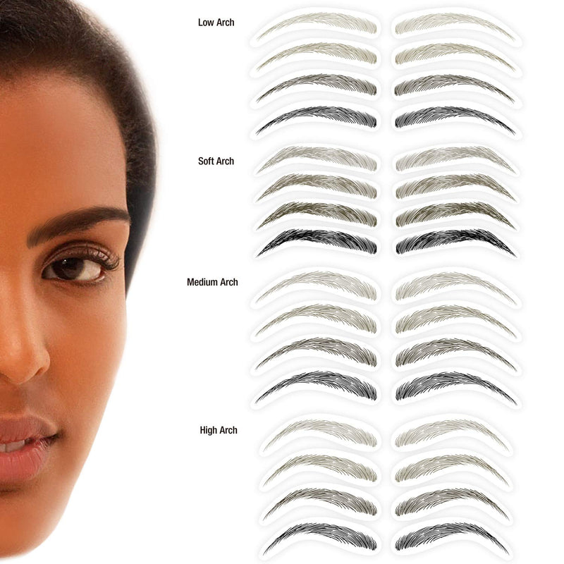 Godefroy MyBrows Long Lasting Eyebrow Transfers, Low Arch, Medium Brown, 12-Pairs of Brows Godefroy