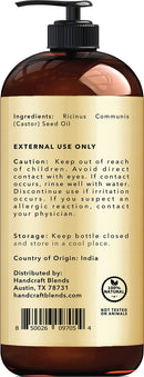 Handcraft Jamaican Black Castor Oil for Hair Growth, Eyelashes and Eyebrows - 100% Pure and Natural Carrier Oil & Body Oil - Use As Aromatherapy Carrier Oil, Moisturizing Massage Oil - 16 fl. oz Handcraft Blends