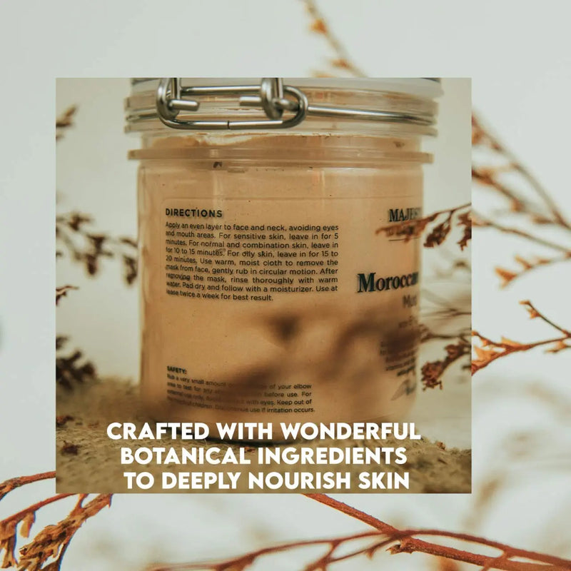 MAJESTIC PURE Moroccan Red Clay Facial Mud Mask with British Rose - Natural Skin Care Mask for Pore Cleansing and Dull & Sensitive Skin - Fights Acne and Blackheads - 10 oz MAJESTIC PURE