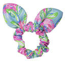 Lilly Pulitzer Women's Pink/Blue/Green Hair Tie Scrunchie with Bow Detail, Totally Blossom Lilly Pulitzer