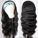 Hedy Headband Wig Human Hair Wigs for Black Women Glueless Brazilian Body Wave Head Scarf Wigs None Lace Front Wigs Human Hair 150% Density(24 inches) Hedy