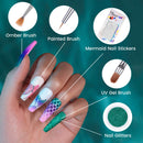 Beetles Gel Nail Polish Kit, Mermaid 20 Colors Soak Off Gel Polish Starter Kit with 1 Base Coat 1 Glossy & 1 Matte Top Coat 3 Nail Brushes 6 Colors Glitter 1 Mermaid Nail Stickers Holiday Gifts Set beetles Gel Polish