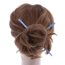 Set of Wooden Hair Sticks With Flowers Hair Pin Chopsticks - Blue Motique Accessories