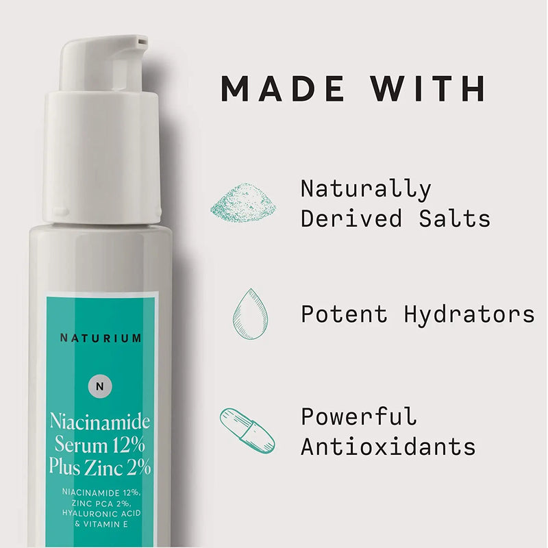 Niacinamide Serum 12% Plus Zinc 2% - 1oz from Naturium - Face moisturizer serum - Anti Aging Skin Care for dark spots, dry skin, wrinkles - Hyaluronic Acid Vitamin B3 minimizes pores Naturium
