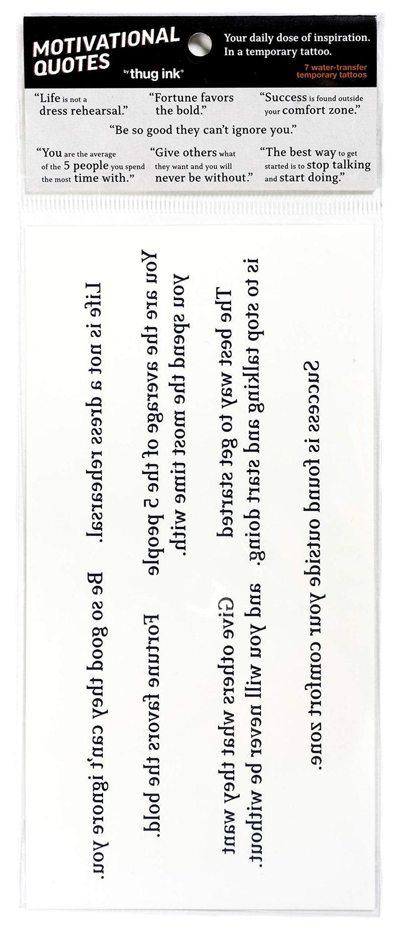 Motivational Quotes by Thug Ink® - 7 Temporary Tattoos ~ Daily Motivational Quotes ~ Inspirational Quotes ~ Water-transfer Tattoos Thug Ink