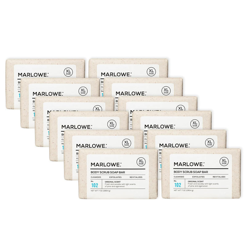 MARLOWE. No. 102 Body Scrub Soap 7 oz, Santal, Exfoliating Soap Bar with Shea Butter, Olive Oil & Green Tea Extracts, Cleanses, Smooths & Revitalizes Skin, Warm Amber, Spice & Citron Scent Infinity Warehouse