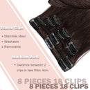 Hairro 100% Human Hair Clip in Extensions Thin 16 Inch Long Straight Ombre Medium Brown to Dark Blonde Human Hair Clip on Hairpieces 65g Machine Weft 8pcs 18 Clips for Women