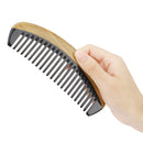 Onedor Extra Length Handmade 100% Natural Green Sandalwood With Buffalo Horn Wide Tooth Hair Combs - Anti-Static Sandalwood Scent Natural Hair Detangler Wooden Comb (Buffalo Horn Oval Wide Tooth) Onedor