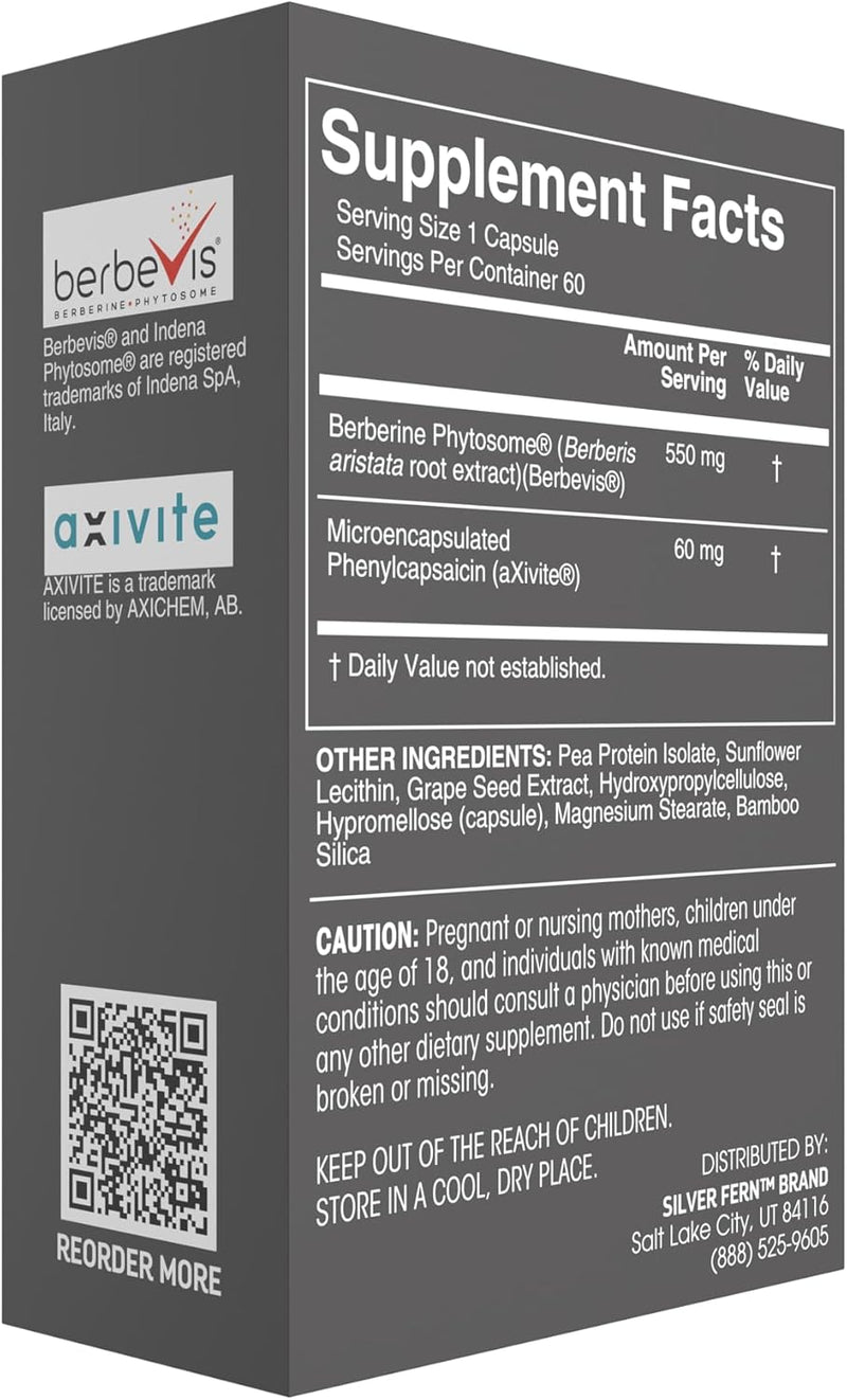 Silver Fern Brand Metabolism Supplement + Berberine Phytosome & aXivite – Supports Function & Wellness – 60 Capsules Infinity Warehouse