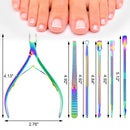 EAONE Cuticle Nipper and Pusher Set Nail Nippers Stainless Steel Cuticle Trimmer Cutter Dead Skin Remover for Women Girls Toenails and Fingernails Care, 6 Pieces, Colorful EAONE