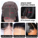 Unice Hair Blunt Cut Bob Human Hair Closure Wig for Black Women, Brazilian Remy Straight Hair Short 4x4 Lace Closure Wigs With Baby Hair 150% Density UNICE Store