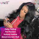 UNice Hair Body Wave 5x5 HD Transparent Lace Closure Human Hair Wigs for Black Women Brazilian Unprocessed Raw Virgin Human Hair Wig Pre Plucked with Baby Hair 150% Density 24inch UNICE Store