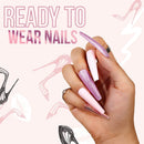 Makartt 24Pcs Extra Long Press on Nail Kit, XXL Ultra Long Pink Matte Glitter Holographic Acrylic Nail Tips False Nails 12 Sizes with Nail Glue Nail Stick Adhesive Tabs Manicure for DIY Nail Art Salon Makartt