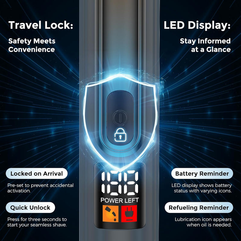 FOKE Back Shaver for Men, Ultra-Wide 1.8" T-Shaped Head, Travel Case, LED 4 in 1 Mens Back Shaver Rechargeable with Long Handle, Safety Lock, IPX7, Multi-Functional Back Trimmer for Men, (Dark Black) Infinity Warehouse