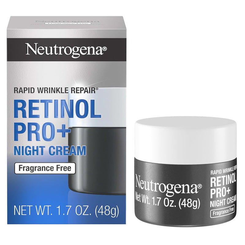 Neutrogena Retinol Pro+ Anti-Wrinkle Night Moisturizer, Rapid Wrinkle Repair, Anti-Aging Face & Neck Cream, Formulated without fragrance, parabens, dyes, & phthalates, Retinol, 1.7 oz Infinity Warehouse