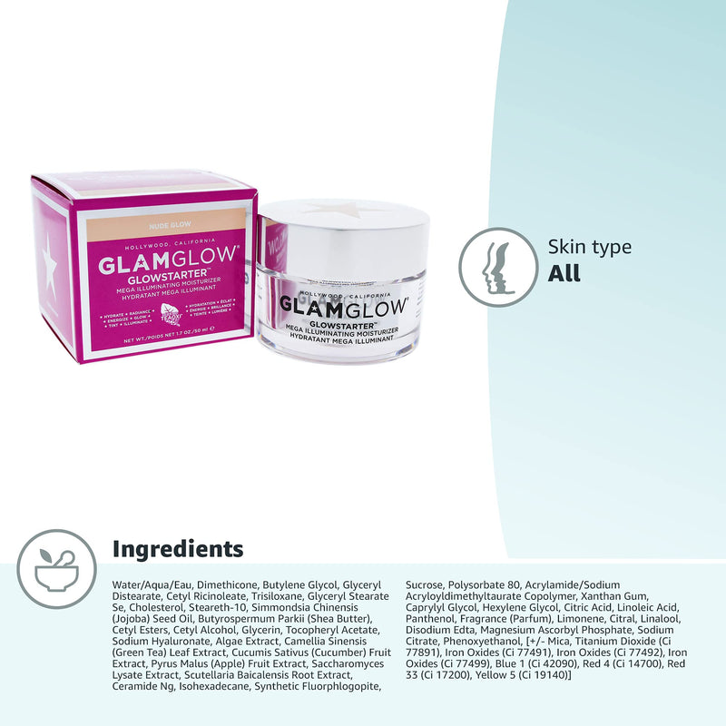 Glamglow Glowstarter Mega Illuminating Moisturizer - Nude Glow By Glamglow for Unisex - 1.7 Oz Cream, 1.7 Oz Glamglow