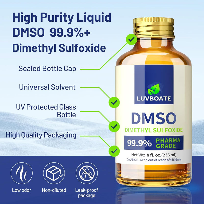 DMSO 99.9% Pharma Grade, Pure Liquid Dimethyl Sulfoxide 16 fl.oz in Glass Bottle with Dropper, Non-Diluted, Low Odor Infinity Warehouse