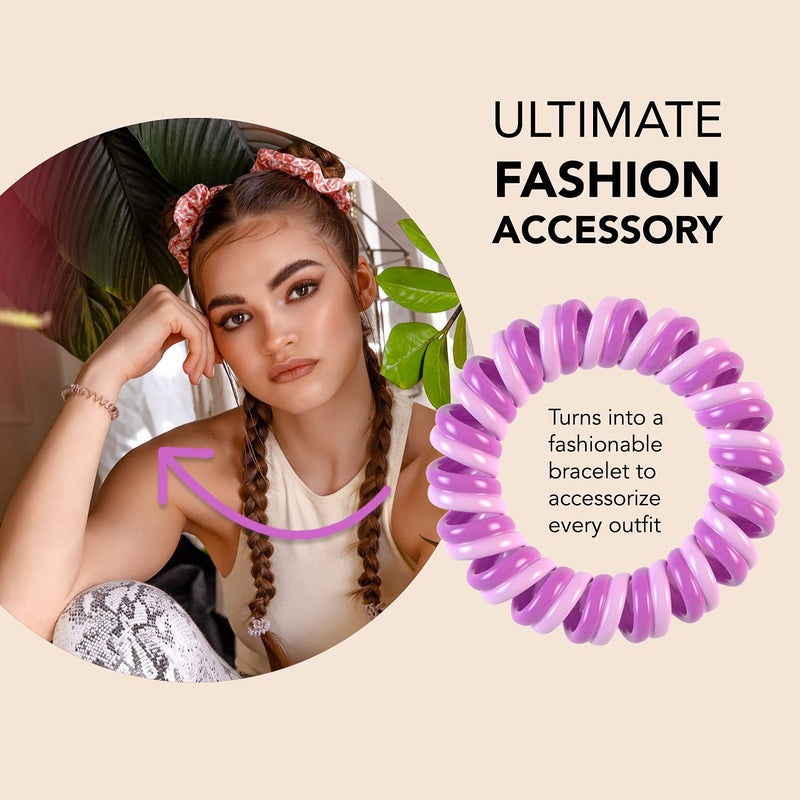 invisibobble Extra Hold Traceless Spiral Hair Ties - The Secret Purple - Strong Elastic Grip Coil Accessories for Women - No Kink, Non Soaking - Gentle for Girls Teens and Thick Hair invisibobble