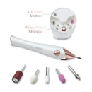 Fancii Professional Electric Manicure & Pedicure Nail File Set with Stand - The Complete Portable Nail Drill System with Buffer, Polisher, Shiner, Shaper and UV Dryer (Champagne Gold) Fancii