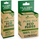 Biodegradable Mint Dental Tooth Lace Floss - 2X Refillable Flossers - 100% Organic Natural and Compostable Teeth Silk Spool - Waxed with Candelilla Wax & Eco-Friendly Zero Waste Packaging BAMBOEARTH Store