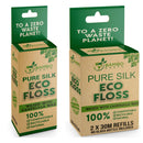 Biodegradable Mint Dental Tooth Lace Floss - 2X Refillable Flossers - 100% Organic Natural and Compostable Teeth Silk Spool - Waxed with Candelilla Wax & Eco-Friendly Zero Waste Packaging BAMBOEARTH