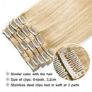 Benehair Clip in Hair Extensions Bleach Blonde 10 inch Remy Human Hair Skin Weft Clip ins Full Head 8pcs 18 Clips Soft Straight Hair for Women Party 8-24 inch Highlighted Ombre 50g
