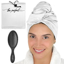 Microfiber Hair Towel Wrap with Wet & Dry Detangling Brush – Fast Drying Anti-Frizz Hair Drying Turban for Curly, Wavy and Straight Hair – Gentle Absorbent Hair Care for Women, Girls and Kids Infinity Warehouse