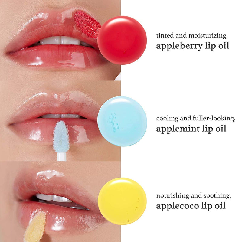 Nooni Korean Lip Oil - Applecoco | Moisturizing, Softening, and Smoothen Dry Lips with Coconut Oil, 0.12 Fl Oz NOONI