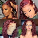 Colored Human Hair Lace Front Wigs Wine Red Human Hair Wigs For Black Women 10a Human Hair Curly Wigs Glueless Pre-Plucked With Baby Hair 10A Virgin Hair Lace Frontal Wigs Human Hair Lace Wigs Jasperel