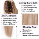 S-noilite Claw/Jaw in Ponytail Extension Human Hair Balayage Ponytail Hair Piece Clip in Pony Tail Hair 100% Real Human Hair One Piece Straight 16 Inch (