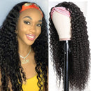 UNice Hair Headband Scarf Human Hair Wig Curly Virgin Human Hair Glueless Non Lace Front Wig for Women Wear and Go 150% Density 20inch UNICE Store