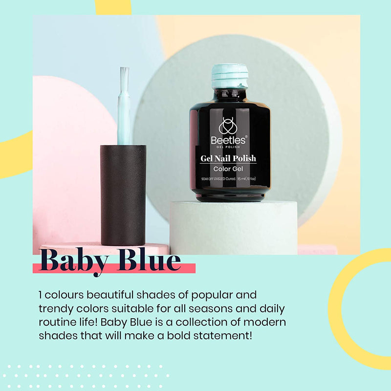 Beetles Gel Nail Polish 15ml Blue Color Gel Polish Set Soak Off LED Nail Lamp Gel Polish Nail Art Manicure Salon DIY Home Christmas Gel 0.5Oz beetles Gel Polish Store