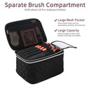 Double Layer Travel Makeup Bag: Portable Cosmetic Bag with Divider Organizer Case for Storage Cosmetics Make up Brush Large Capacity Toiletry Bag for Women and Girls, Black Fivali