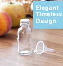 1 oz / 30 ml Clear Glass Boston Round Bottle with Silver Metal Screw On Cap (6 Pack) + Funnel JUVITUS Store