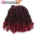 8 Inch 3 Packs Pre-twisted Spring Twist Braids Crochet Hair Short Curly Braids Pretwisted Passion Twists Bomb Twist Bob Pre-looped Synthetic Hair Extensions (Tbug