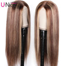 UNice Hair Ombre Blonde Highlight Lace Front Human Hair Wigs for Black Women Brazilian Remy Hair Straight Long 13x4 Lace Front Brown Blonde Mixed Colored Wig Pre Plucked with Baby Hair 14 inch UNICE Store