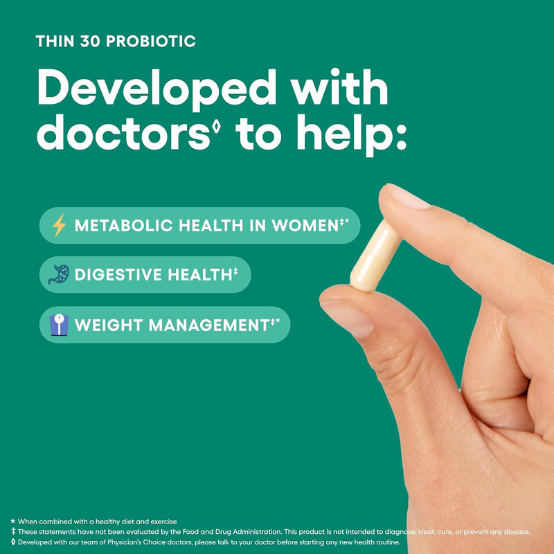Physician's CHOICE Probiotics for Weight Management & Bloating - 6 Probiotic Strains - Prebiotics - Key ingredient Cayenne - Supports Gut Health - Weight Management for Women & Men - Green Tea - 30 CT Infinity Warehouse