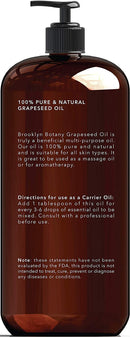 Brooklyn Botany Grapeseed Oil for Skin – 100% Pure and Cold Pressed – Carrier Oil for Essential Oils, Aromatherapy and Massage – Moisturizing Skin, Hair and Face – Therapeutic Grade – 16 fl Oz Brooklyn Botany Store